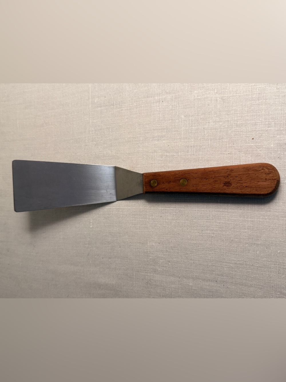 Wood-Handled Stainless Steel Turner Spatula — Brown